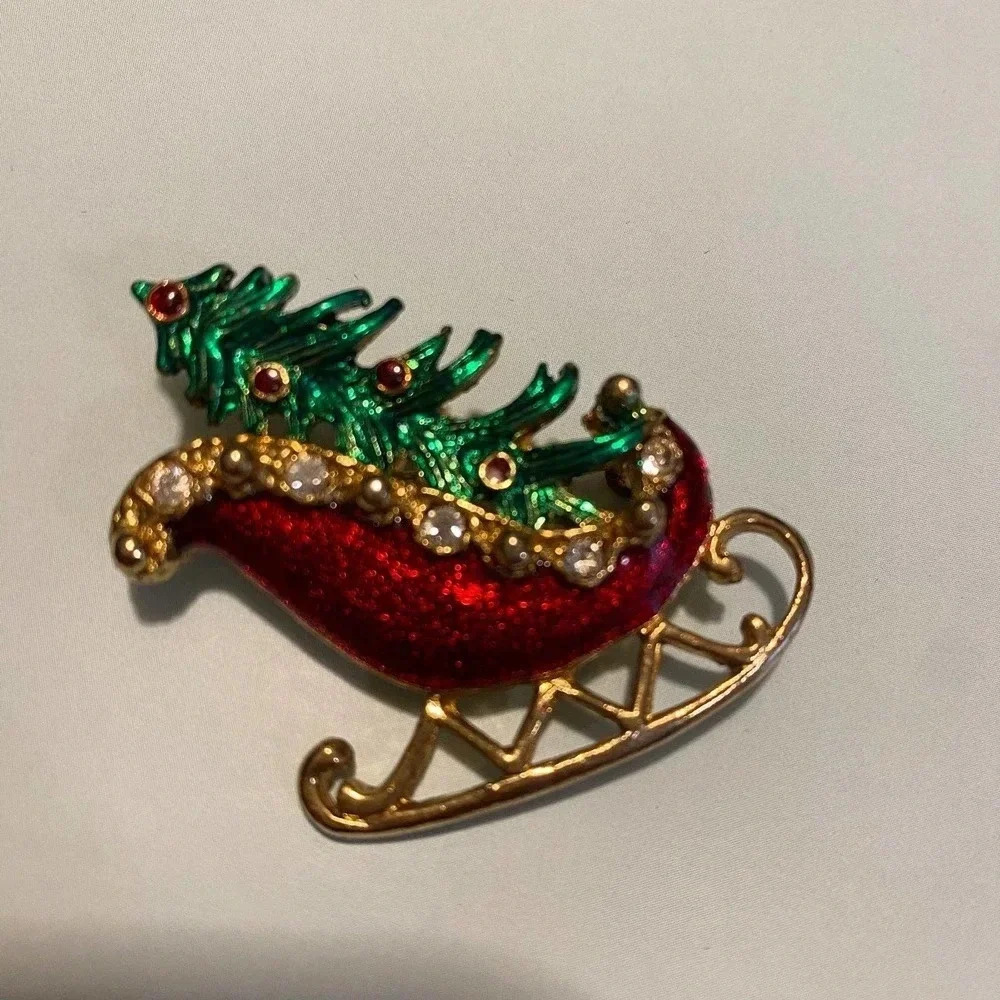 Christmas Slate and Christmas tree Brooch